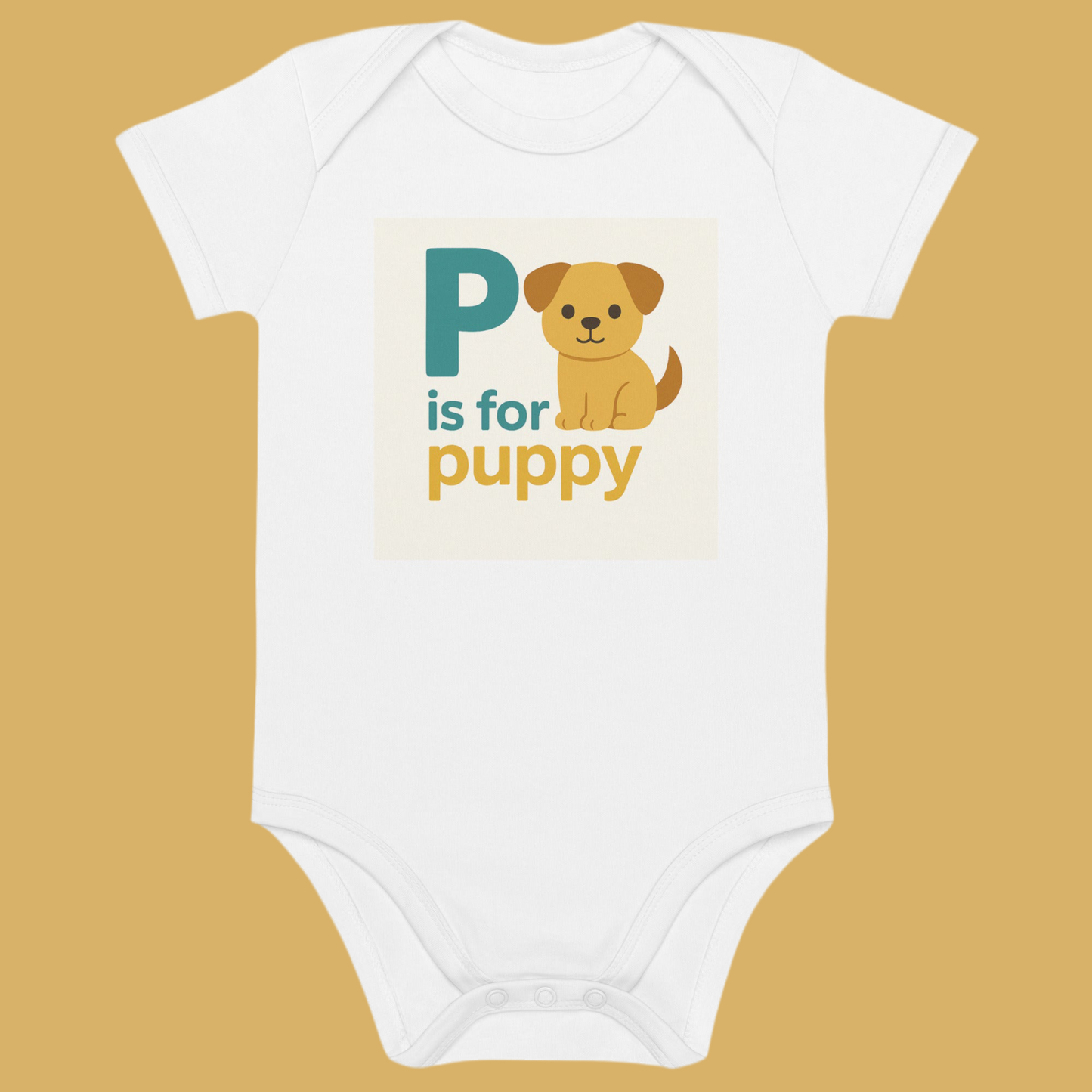 100% Organic Cotton P is for Puppy ABC Animal Adventure Onesie